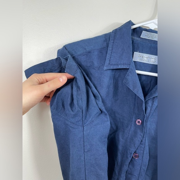 Signatures by Northern Isles Vintage Women's Blue Short Sleeve Shirt Size 6 - Picture 6 of 14